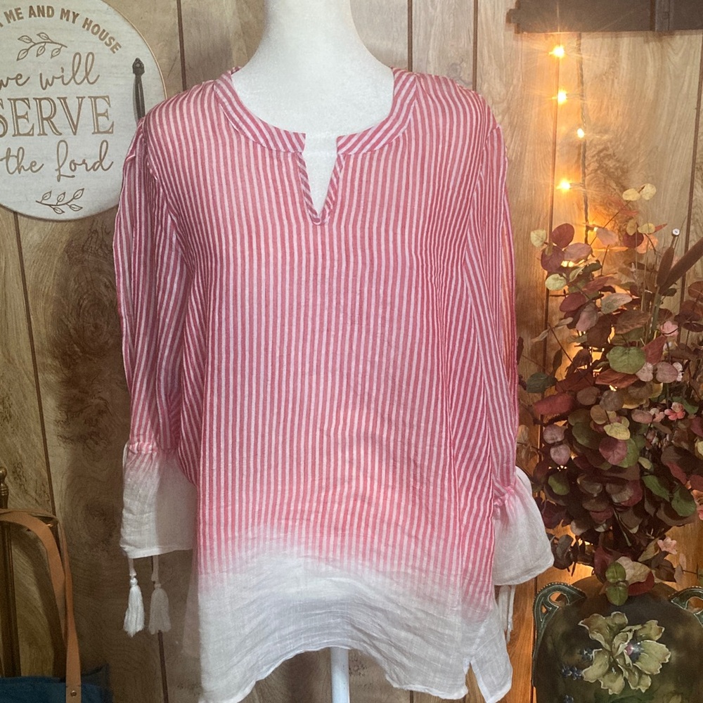 Hannah Pink and White Striped Tunic